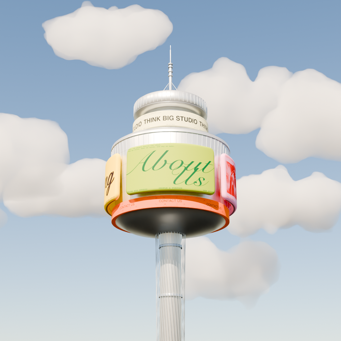 Think Big Studio bright satin silver tower